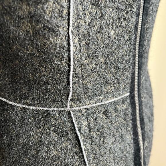 GEORGES RECH BLACK WOOL LEATHER TRIM SLEEVELESS DRESS SIZE SMALL/MEDIUM - Picture 9 of 10